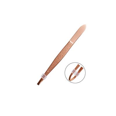 China Eyebrow Eyebrow Tweezers Professional Half Tip Stainless Steel Tweezers Gold Plated Tweezers for sale