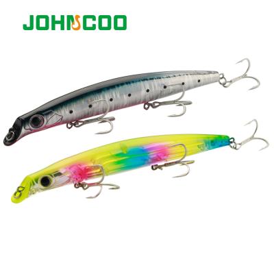 China Outdoor Activities Fishing JOHNCOO 140MM 20G Hang Realistic Pencil Snaps Fishing Lures With Metal Balls for sale