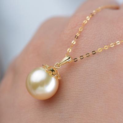 China CLASSIC CLASSIC Hot Sale Natural Seawater Color Pale Golden Pearl With Charm Pendant for sale