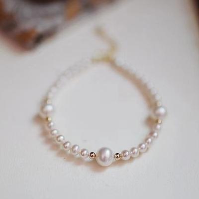 China Custom High Quality Natural Freshwater Pearl Chain Bracelet Jewelry Beaded Bracelet for sale