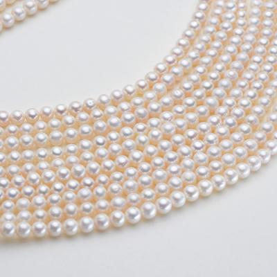 China Wholesale Loose Round Freshwater Pearl White Cultured Real Freshwater Pearl Bead Strand Natural Freshwater Pearls String for sale