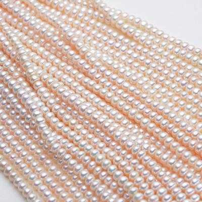 China Pearl Rice Color Button Shape Wholesale Price Freshwater Real Freshwater Pearls Bead String Strands for sale