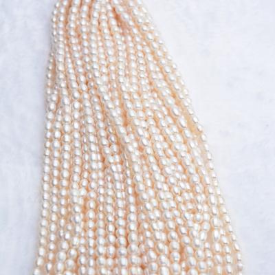 China Freshwater Pearl Wholesale High Quality DIY Rice Shape Real Natural White Freshwater Pearl Strand String Beads For Jewelry Making for sale