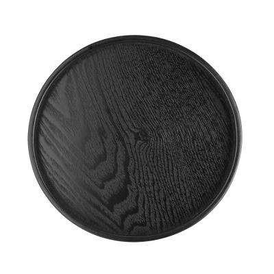 China Home or Factory Sale Environmental Friendly Various Black Round Solid Wood Dinner Plate Storage for sale