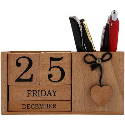 China 2021-2022 Desktop Calendar Wooden Office Promotional Gifts Promotional Gifts Wooden Table Calendar Stationery Calendar Holder for sale