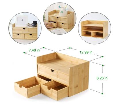 China Sustainable Bamboo Office Drawer Storage Desk Crate Office Organizing Bamboo Storage Box for sale