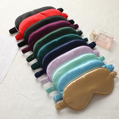 China Soft Anti-puffiness Eye Sleep Mask Silk Satin Silk Eye Mask With Pouch Drawstring Bag for sale