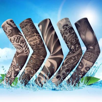 China Ice Silk Unisex Cool Design Breathable Cool Design Sleeve Tattoo Arm Sleeve Summer Sports Seamless Recycling Compression Sleeves for sale