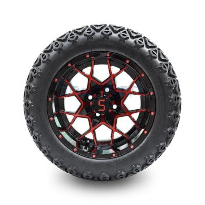 China Red Shiny Black Natural Rubber Golf Cart Wheels And Tires for sale