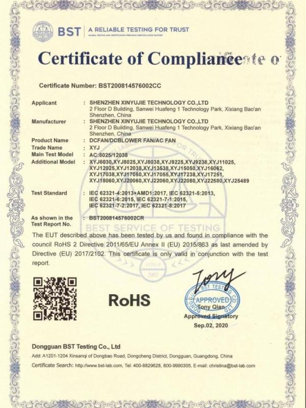 RoHS - Shenzhen Xinyujie Technology Co., Ltd.