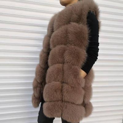 China 2022 New Real Fox Fur Vest Women Winter Fashion Long Vest Coat Ladies Viable Vest for sale