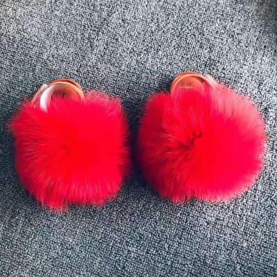 China Hot Selling Anti-odor Super Soft Real Fox Fur Children's Baby Kids Fur Slides Slippers for sale