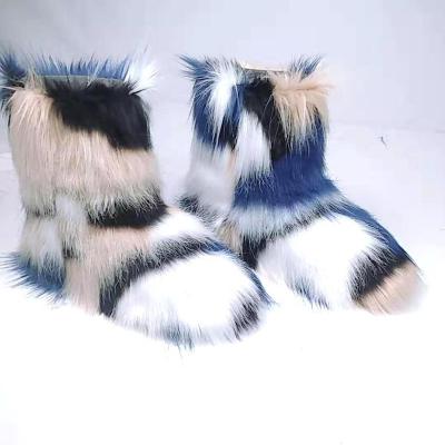 China New Fashion Fur Boots Women's Half Fur Boots Cute High Quality Durable Fur Boots for sale