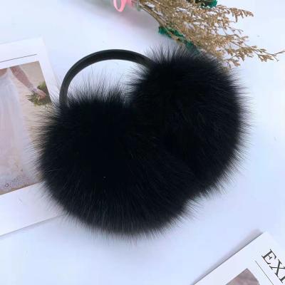 China Fashion\Real Fox Ear Warmer Girls 100% Comfortable Women\Wholesale Durable Raccoon Fur Earmuffs Winter Earmuff Protect Silver Fox Fur Earflap for sale