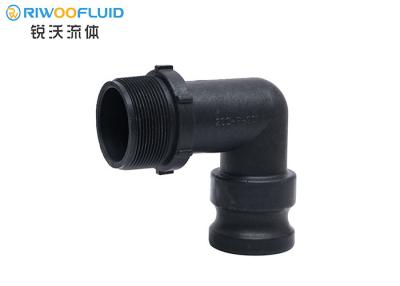 China Black Plastic Camlock Fittings Injection Molded Female Connection Flexible Rignt Angle for sale