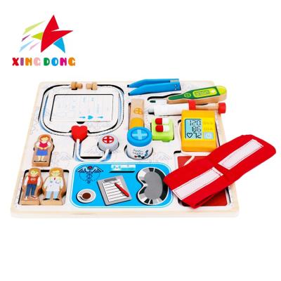 China Children's DIY Wooden Role Play Toys Simulation Nurse Kit Kids Educational Learning Play House Toys 49X32X32.5cm/0.05cbm for sale