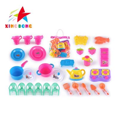 China Pretend Play Toy Set Cheap Cute Pretend Play Educational Simulation Kitchen Cooking Tableware Play Set for sale