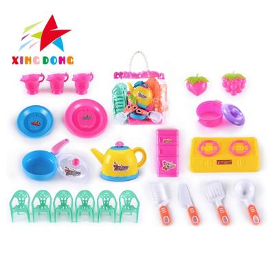 China Pretend Play Toy Set Cheap Cute Pretend Play Educational Simulation Kitchen Cooking Tableware Play Set for sale