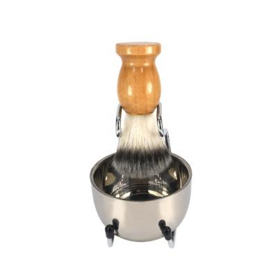 China Professional Durable Men Beard Brush Set Stainless Steel Bowl Holder Shaving Brush Mustache Shaving Facial Cleaning Too for sale