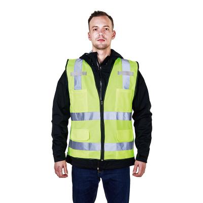 China Unisex R128 Cerradura con cremallera Advertencia reflectiva Vestido de seguridad con bolsillos múltiples en venta