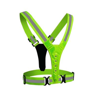 China High Visibility Reflective LED Running Riding LED Warning Vest for Road Safety Green for sale