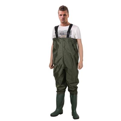 China S-XXL FW002 Nylon-PVC-beschichtete, rutschfeste Stiefel Wasserdichte Siamesische Wader für die Fischerei zu verkaufen