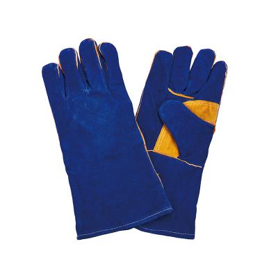 China Heat Resistant Blue Cow Split Leather Working Welding Gloves for Water Proof Function for sale