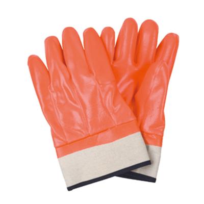 China Guantes de trabajo de seguridad con revestimiento de espuma con revestimiento de PVC de color naranja fluorescente industrial en venta