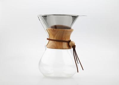 China Durable Glass Drip Coffee Pot With Classic Polished Wood For Making Coffee for sale