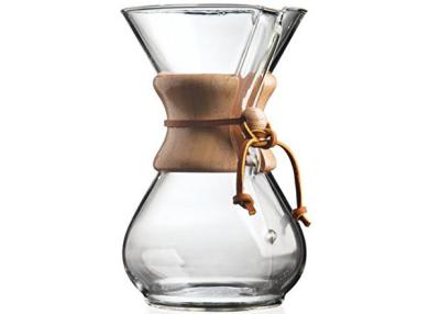 China Classic Series Antique Glass Coffee Pots With Wooden Collar Handle / Leather Tie for sale