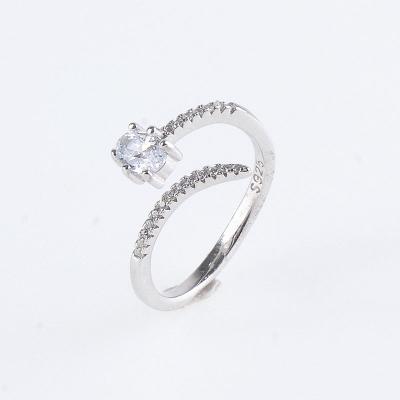 China Hot Selling Modern Fashion CLASSIC Shaped Silver Zircon 925 Ring for sale