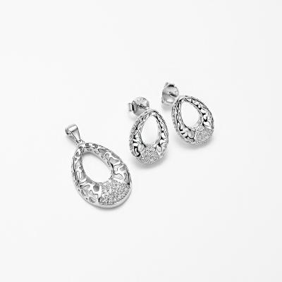 China CLASSIC Minimalist Korean Fine Earring Stud Pendant 925 Silver Jewelry Set for sale