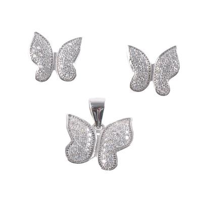 China FASHIONABLE butterfly design wholesale price 925 silver jewelry set for sale