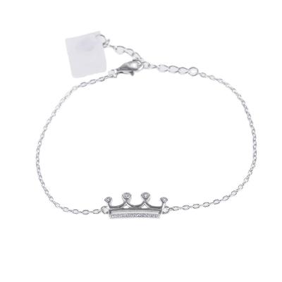 China TRENDY Crown Sterl Customized Engrav Heart Bracelet 925 Silver for sale