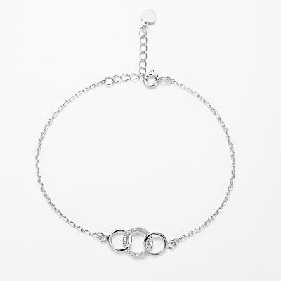 China CLASSIC Minimalist Circle Chain Factory Price CZ Stone Bracelet 925 Sterling Silver for sale