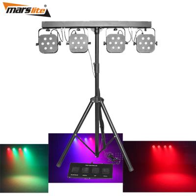 China Professional Portable DJ Lights Disco DJ Equipment 4pcs 7x3w RGB 3in1 Led Par Bar Stage Lighting With Stand 128CM*50CM*14CM for sale