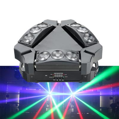 China New 9pcs 12W RGBW 4in1 LED Portable Mini Spider Beam Moving Head Light From China Warehouse Supply Tri Sides For Sale for sale