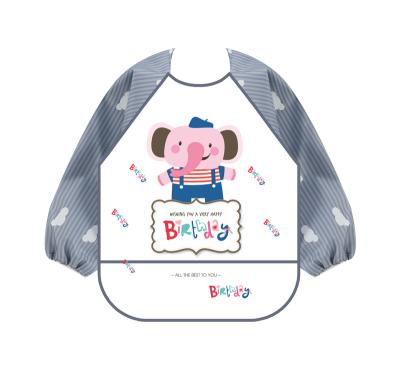 China Durable Polyester Boy Girl Child Waterproof Long Sleeve Feeding Eating Apron Cute Toddler Bib For Baby for sale