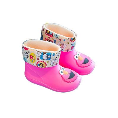 China Children's Unisex Rain Shoes Fashion Tube Water Shoes Plush Medium Baby Water Boots Rubber Boots for sale