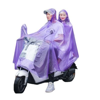 China Hot Selling Two Person Fashion Transparent Rainwear Long Bike Raincoat Double Layer For Women for sale