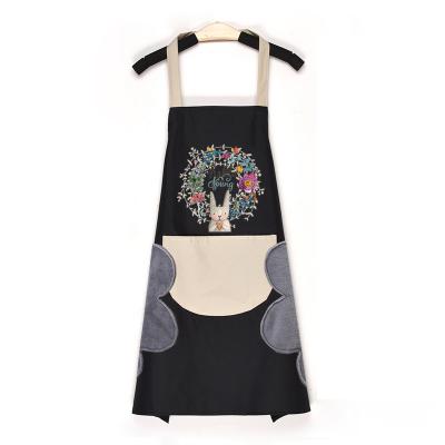 China Custom Bartender Apron Natural Korean Cartoon Kitchen Apron Cooking Cotton Aprons for sale