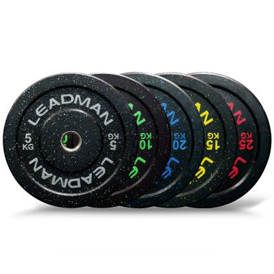 China Universal Hot Sale Leadman Barbell Gym Hi-Temp Weight Crumb Rubber Bumper Plates Wholesale Weightlifting Dishes for sale