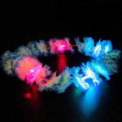 China Widely Used Hot Sale Party Supply Light Up Hawaiian Led Flower Leis Necklace for sale