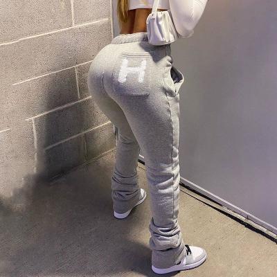 China Autumn Winter Casual Solid Color Anti-wrinkle Loose Pants Straight Leg Stacked Elastic Waist Drawstring Women Sweatpants Pants for sale