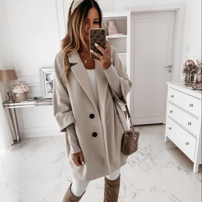 China New Product Autumn And Winter Mid-Length Over-The-Knee Thick Loose Lapel Woolen Coat Women Anti-wrinkle for sale