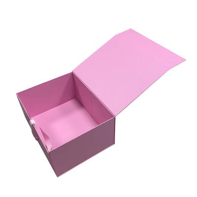 China Recycled Materials Design Pink Magnetic Gift Box With Ribbon Christmas Gift Box With Cosplay Clothing Box for sale