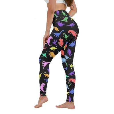 China Colorful Dinosaurs Rex Pterosaur Compression Pants Ladies Women Anti-UV Printing Yoga Legging for sale