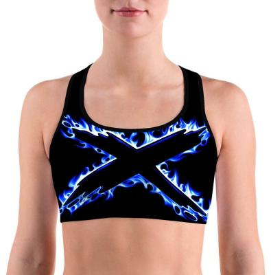 China Breathable Anti-UV Since C D Cup Sports Bras With Removable Protection Women Ladies Printed Bras For Yoga Fitness BJJ for sale