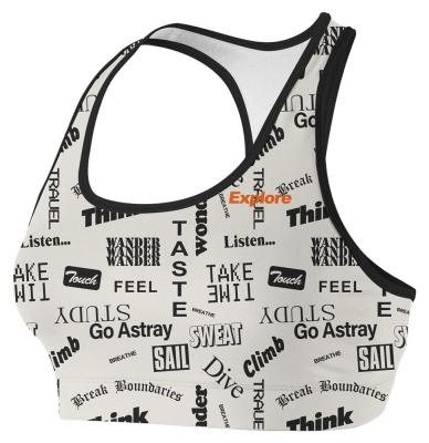 China Breathable Explore Letter Personalized Team Design Training Pro Women Custom Sports Bra for sale