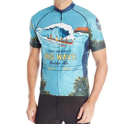 China Factory Wholesale Breathable Large Wave Full Printed Dry Fit Bikes Jersey Outdoor Wear Custom Unisex Bicycle for sale